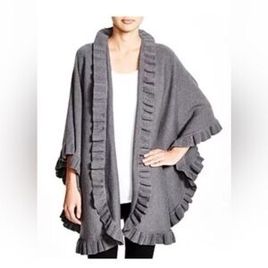 Lane D'Olimpia Wool Ruffle Heavyweight Women's Scarf Wrap - Grey, One-size, New